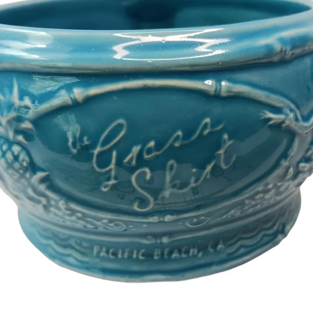 Tiki Farm Grass Skirt Blue Punch Bowl Pacific Beach CA 5
